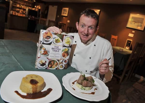 Owner of The Caddy Mann in the Scottish Borders, Ross Horrocks with a new cook book which two of his recipes are mentioned (pictured, Steamed Venison Pudding and Eighteen Hour Slow Baked Borders Lamb).