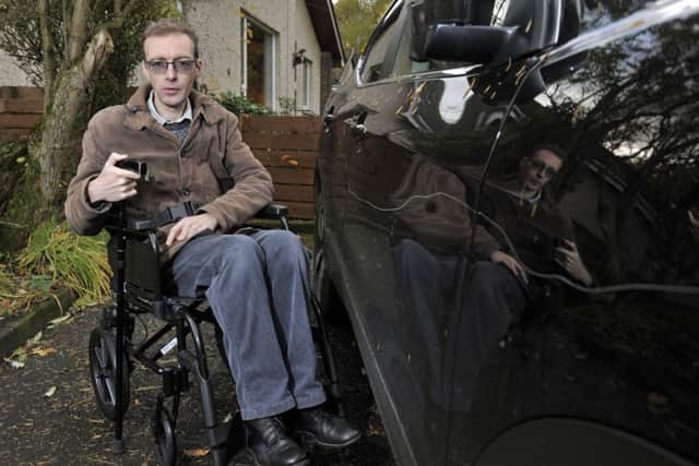 David Aston of South Park West in Peebles who is disabled and has had his car vandalised.