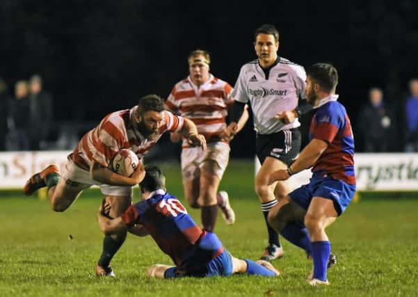 Bruce McNeil of Hawick, vice-captain on the night, was one of the South of Scotland try scorers on Tuesday night in Jedburgh (picture by Stuart Cobley)