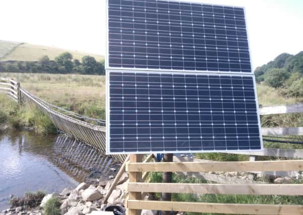 A solar panel and abstraction point at Brockholes Farm, Grantshouse.