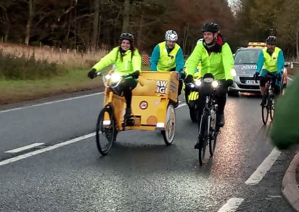 Team Rickshaw pass the Hass near Jedburgh.