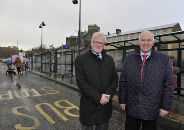 Councillors Stuart Marshall and Watson McAteer in Mart Street, Hawick.