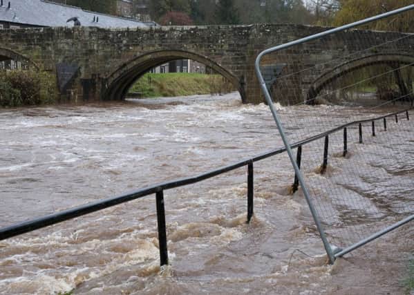 Police have had to close the underpass at Dick Row, Jedburgh, today, as the River Jed burst its banks from constant heavy rain all night