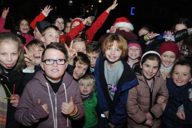 Excited youngsters in Selkirk on Saturday evening.