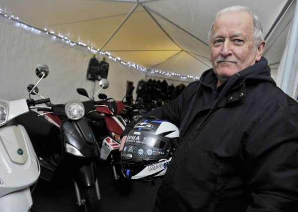 Derek Lammie in his Hawick motorbike shop.