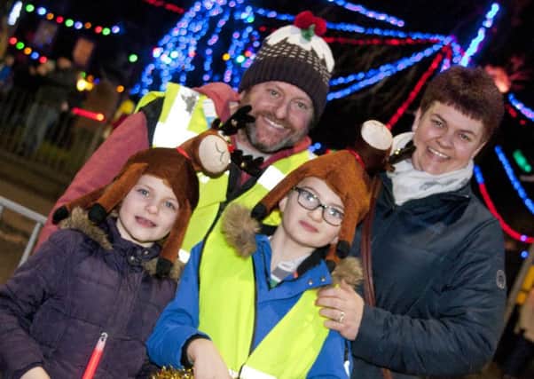 Gafney family enjoying the Christmas lights at Earlston, Tony, Gillian, Sean and Holly.
