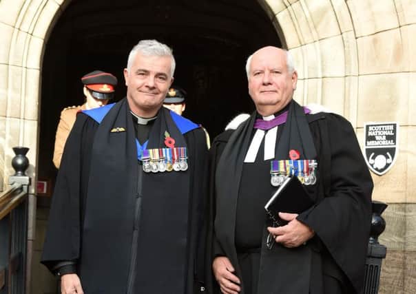 Reverend Cole Maynard and Reverend Stephen A Blakey remembering Armistice Day at Edinburgh Castle earlier this year.