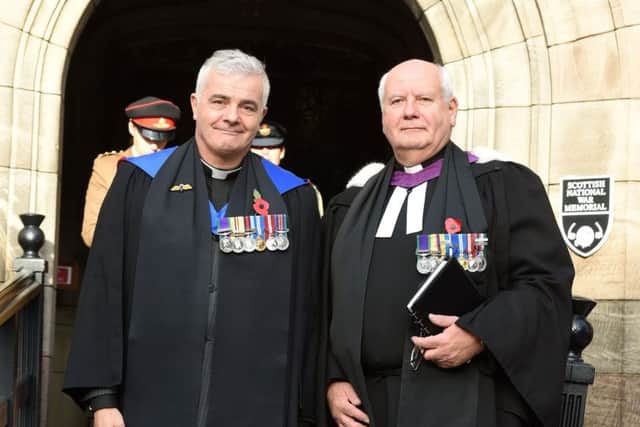 Reverend Cole Maynard and Reverend Stephen A Blakey remembering Armistice Day at Edinburgh Castle earlier this year.