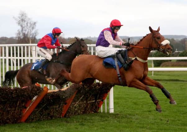 Hawick jockey Blair Campbell, seen here winning a previous Kelso race, was among today's victors again (picture by John Grossick)
