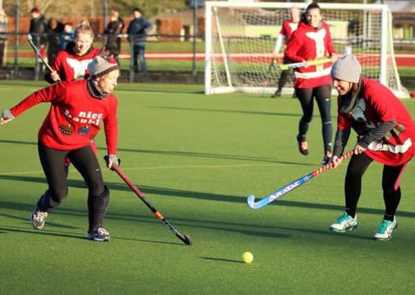 The  Borders Hockey Development festive six-a-side event at Tweedbank (picture by Gordon Newlands)