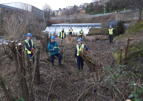 Last Saturday, nine Gala Waterways Group volunteers cut back trees on the flood plain of the Gala Water at the Skinworks Cauld next to the B&Q store.