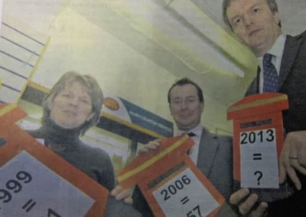 Borders MP Michael Moore and his Scottish Parliament Lib Dem counterpart, Jeremy Purvis, with Alison Runciman. Stow post office, January 2007.