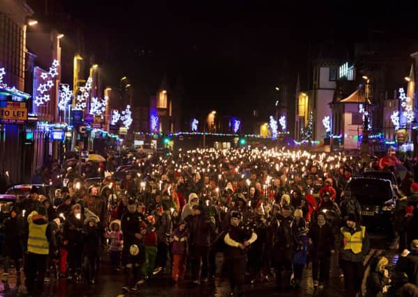 Hogmanay torchlight procession in Peebles.