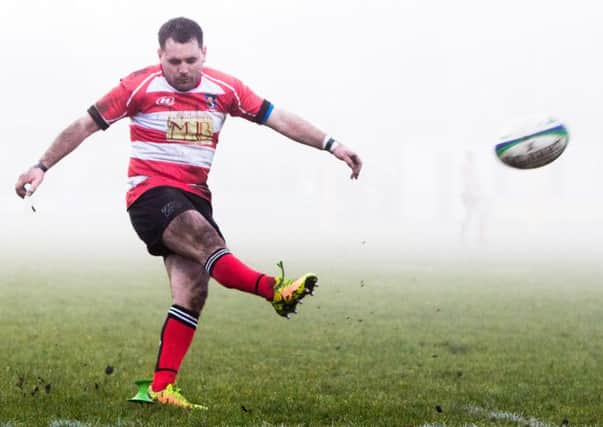 Phil Hume strokes over a conversion for Kelso (picture by Gavin Horsburgh)