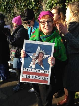 Former Southern Reporter columnist Susan Rae, originally from Hawick, was a speaker at the Women's Rights March in Edinburgh on Saturday, January 21.