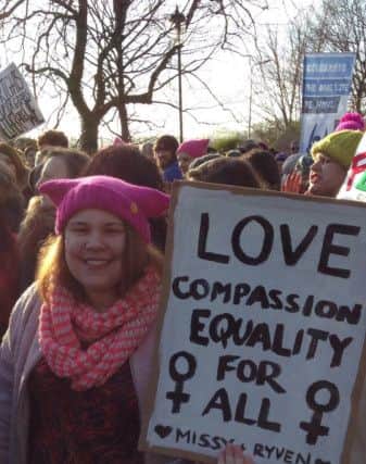 Protesters gathered at the anti-Trump pro-womens rights rally in Edinburgh on Saturday, January 21.