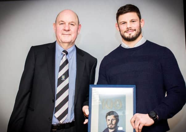 Ross Ford, right, with Kelso RFC president Jim Hewit (picture by Gavin Horsburgh)