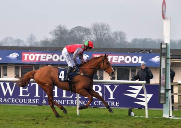 Captain Redbeard, with Sam Coltherd on board,  wins at Wetherby.