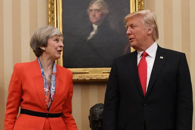 UK Prime Minister Theresa May meeting US president Donald Trump in the Oval Office of the White House in Washington DC.