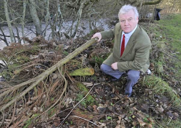 Hawick councillor Davie Paterson surveying green waste dumped in the town's Mansfield Road.