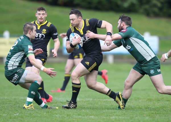Melrose's Richard Taylor in possession against Hawick earlier this season at Mansfield Park, where Melrose won 14-3 (picture by Brian Sutherland)