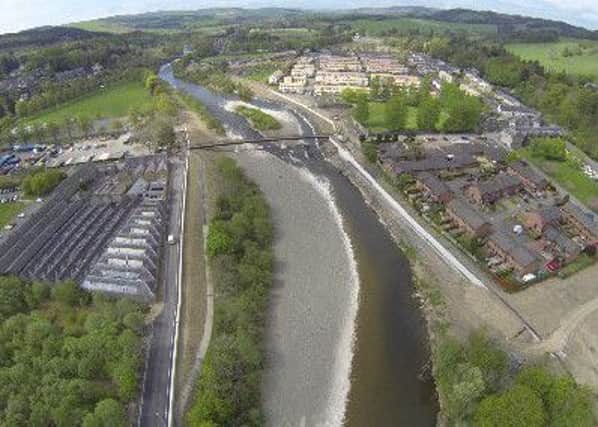 selkirk flood defences from the air.