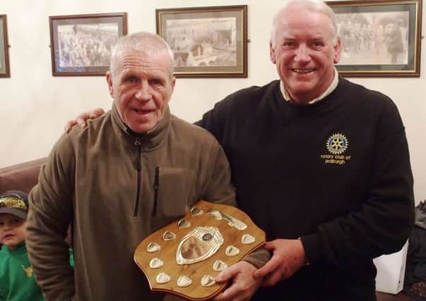 Jed Rotary Club grayling fishing competition overall winner Billy Davidson with event organiser and Jedburgh Rotarian Ian Davis