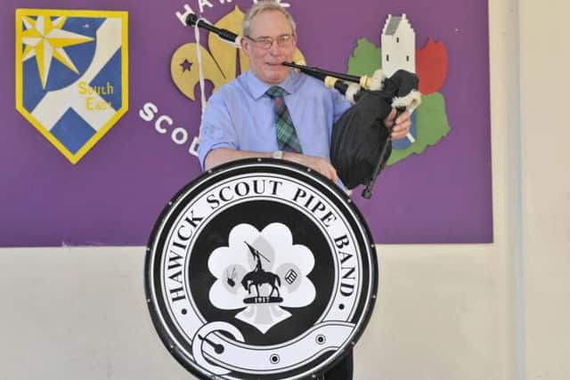 Pipe Major Michael Bruce of Hawick Scout Pipe Band.