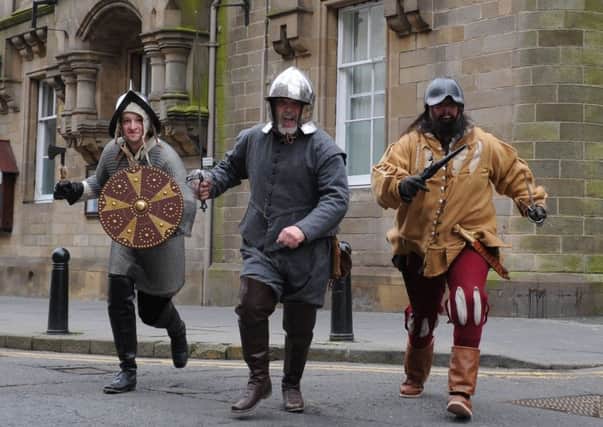 Re-enactors Grant Little, Keith Douglas and Thomas Kerr will be entertaining visitors to the Reivers Festival