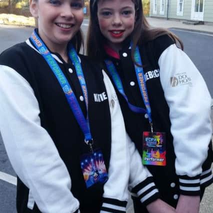 Katie Potter, left, and Rebecca Peddie, who finished third in the Junior Duo Open Entertainment Category