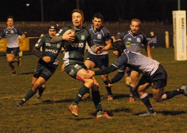 Neil Renwick on the attack for Hawick in last night's Bookers Border League clash with Selkirk (picture by Grant Kinghorn)