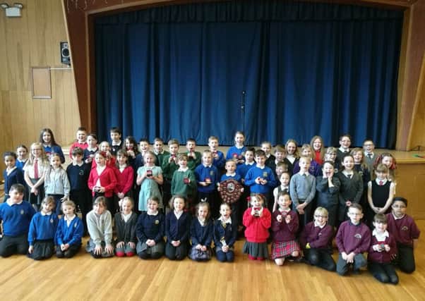 The pupils who took part in the annual Eildon West Primary Schools Celebration of Scots Language and Culture at Galashiels Academy.