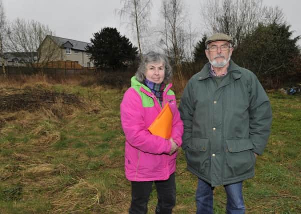 Denholm Community Council chairwoman Gwen Crew and secretary Will Roberts at the controversial site near Craigard.