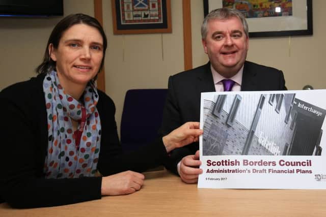 Scottish Borders Council Leader David Parker with outgoing councillor Catriona Bhatia.