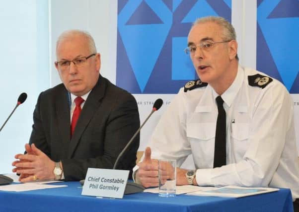 Scottish Police Authority chairman Andrew Flanagan with Police Scotland Chief Constable Phil Gormley at the 2026 strategy launch.
