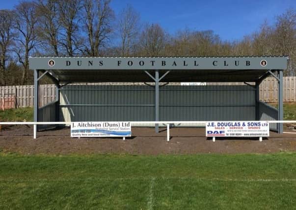 Duns Football Club's new grandstand is nearing completion.