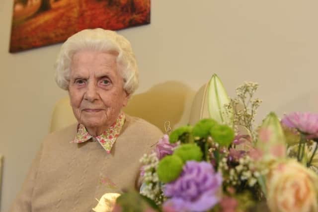 Nellie Thomson, 100, at Knowesouth Care Home.