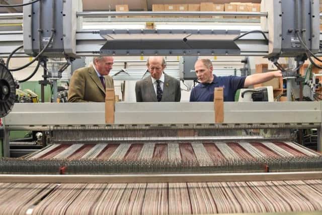 The Duke of Kent at Lovat Mill with managing director Stephen Rendle and Stuart Mabon.