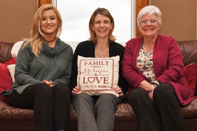Wendy Brown, centre, with daughter Lauren, left, and mum Faye.