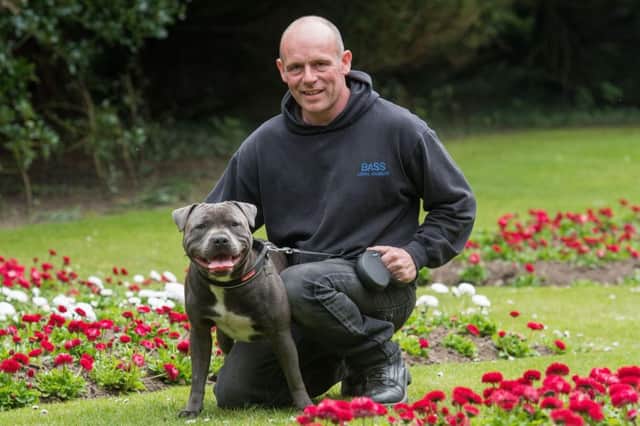 Paul Lamb with Staffie Bailey.