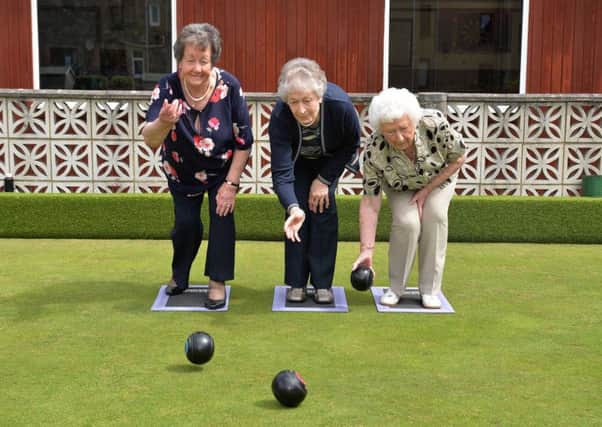 Three original members of the Gala Ladies Waverley Bowling Club (from left)  Margaret Wilson, Eileen Playfair and Eelin Nicholson (picture by Alwyn Johnston)
