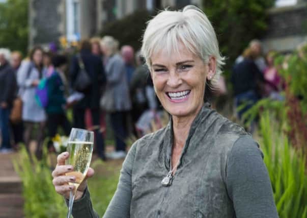 Judy Murray toasts her hosts at the Borders Book Festival.