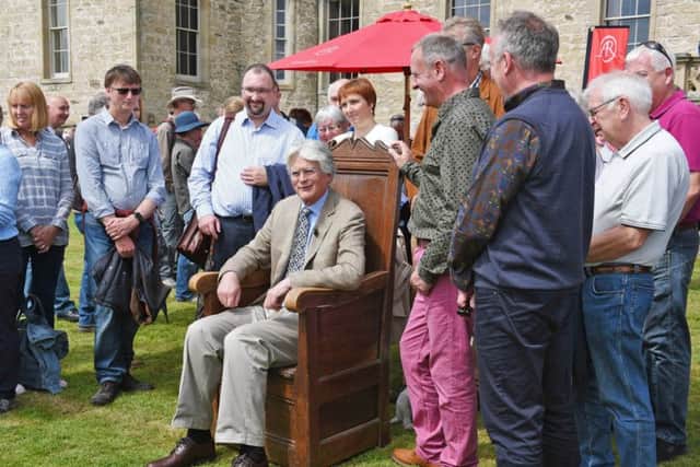 The BBC's Antiques Roadshow filming today at Floors Castle in Kelso. Furniture expert Christopher Payne sits this one out.
