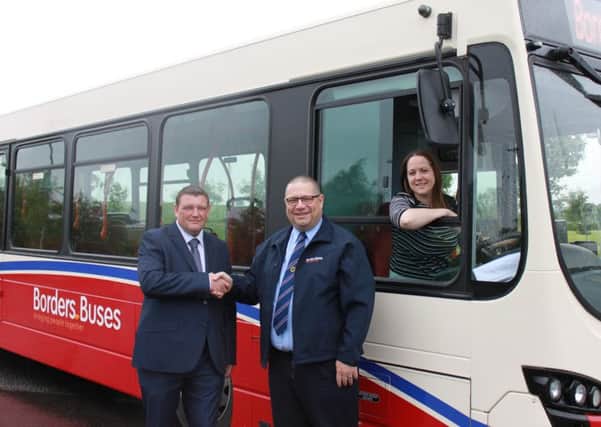 From left, Border Buses supervisor Tony McConnell with operations managers Lee Young and Claire Lark.