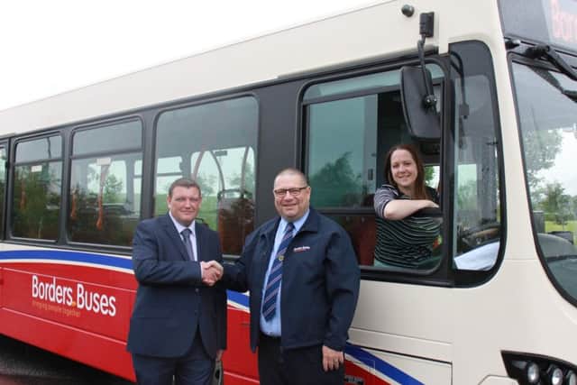 From left, Border Buses supervisor Tony McConnell with operations managers Lee Young and Claire Lark.