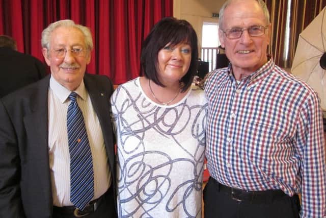 Former wrestler Tommy Stevenson with Jane Wade, daughter of big Daddy, and Johnny Saint at a reunion in Leeds.
