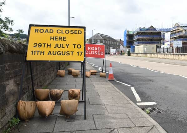 Commercial Road in Hawick is closed due to work being carried out at the new Borders Distillery.
