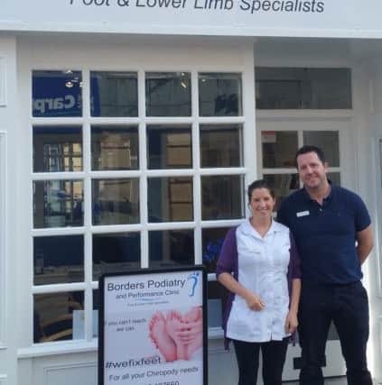 Anne Stewart and her husband Daniel Broadhead who have opened a new podiatry and performance clinic in Channel St, Galashiels.