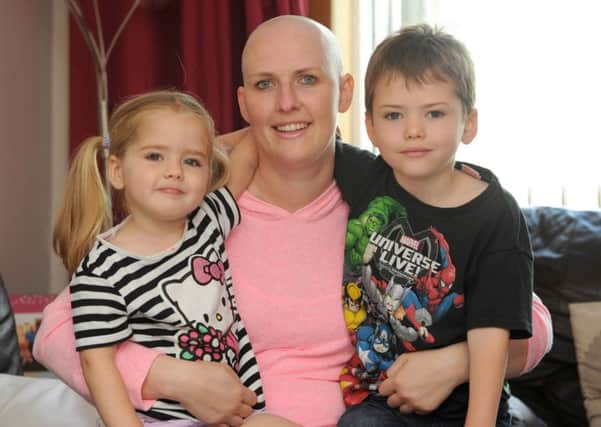 Sarah Glendinning is pictured with her children Kairan and Jaimie.
