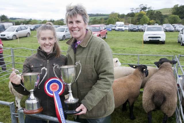 Sophie and Pam Cessford from Belmont farm, Kelso won overall in the 'any other breed' with their suffolk ewe.